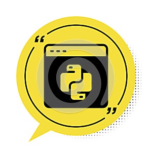 Black Python programming language icon isolated on white background. Python coding language sign on browser. Device