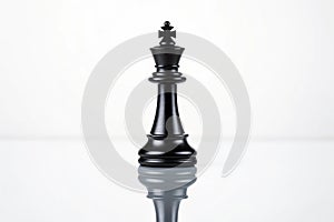 Black queen chess piece  on white background with reflection on the floor