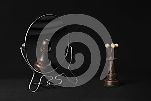 Black queen sees black pawn