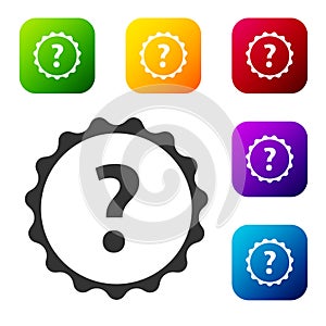 Black Question mark icon isolated on white background. FAQ sign. Copy files, chat speech bubble and chart. Set icons in