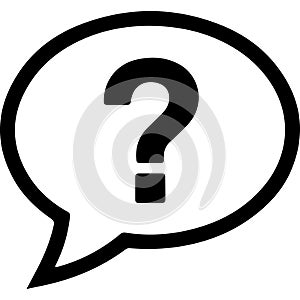 Black question mark inside speech bubble isolated on transparent background