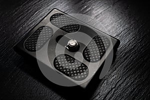 Black quick release camera. macro photography