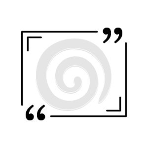 Black quote in speech bubble icon