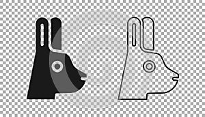 Black Rabbit with ears icon isolated on transparent background. Magic trick. Mystery entertainment concept. Vector