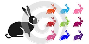 Black Rabbit icon isolated on white background. Set icons colorful. Vector