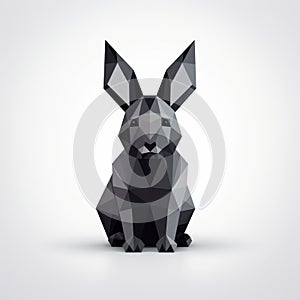 Black Rabbit Low Poly Illustration Style Icon Vector