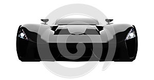 Black racing concept car. Image of a car on a white background. 3d rendering.