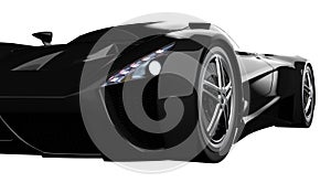 Black racing concept car. Image of a car on a white isolated background. 3d rendering.