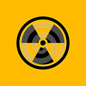 Black radiation symbol isolated on yellow background