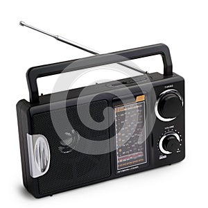 Black radio isolated on white background