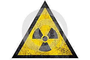 Black radioactive sign in yellow riangle photo