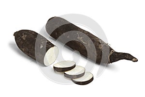 Black radish with slices