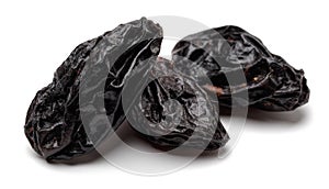 Black raisin isolated on white