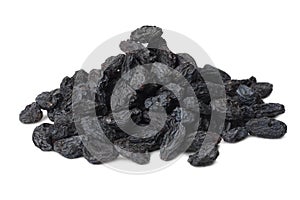 black raisins isolated on a white background