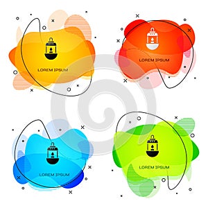 Black Ramadan Kareem lantern icon isolated on white background. Abstract banner with liquid shapes. Vector Illustration