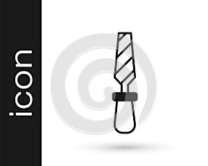 Black Rasp metal file icon isolated on white background. Rasp for working with wood and metal. Tool for workbench