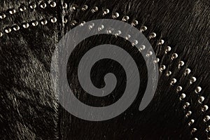 Black real leather patchwork