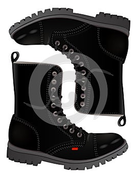 Black realistic rock and metal fans boots