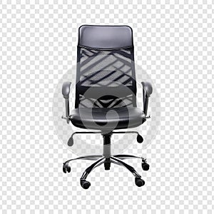 Black realistic task chair on transparent background photo