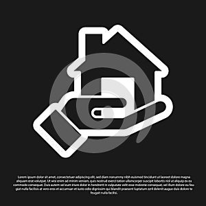Black Realtor icon isolated on black background. Buying house. Vector