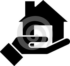 Black Realtor icon isolated on white background. Buying house. Vector