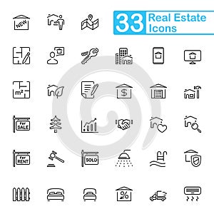 Black Realty Line Icons