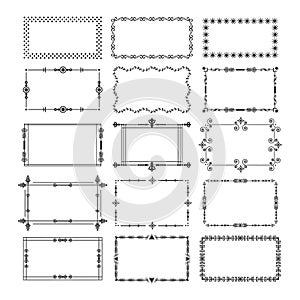 Black rectangle frames and borders emblem icons set