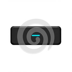 Black rectangular device on a white background with rounded edges. A centered,