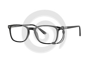 Black rectangular eyeglasses with thin frames