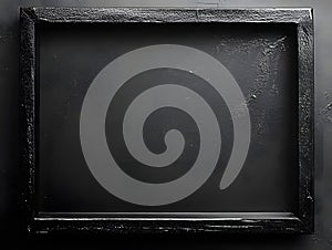 Black rectangular frame on a dark textured background for artistic display
