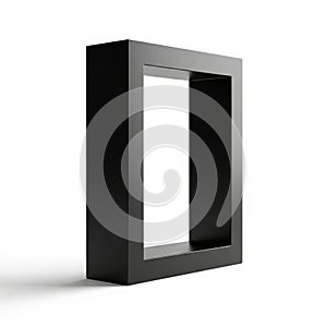 Black Rectangular Frame Object with Open Center on White Background
