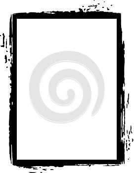 Black rectangular grunge frame with brush strokes creating a vintage border effect, ideal for adding a touch of