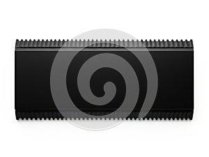 Black rectangular object with teeth, isolated on white background