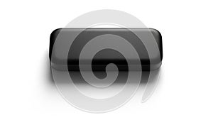 A black rectangular object on a white background