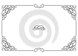 Black rectangular ornate border with vignette corners.