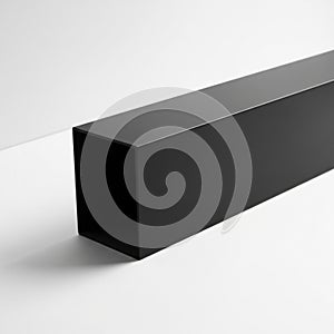 Black Rectangular Prism Object on White Surface with Shadow