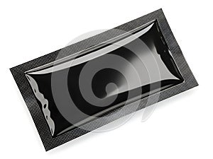 A black rectangular tray with a textured black border on a white background