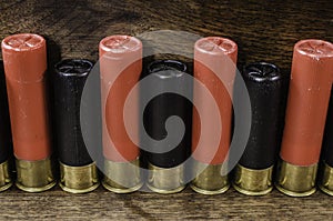 Black and Red 12-Gauge Shotgun Shells