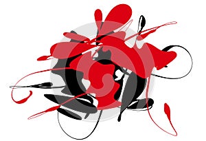Black Red Abstract Ink