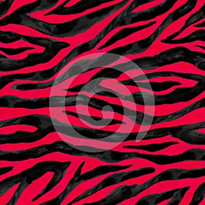 Black and red abstract optical illusions zebra striped textured seamless pattern