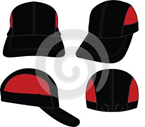 Black-Red Baseball Cap Design, Vector File