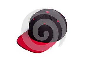 Black and red baseball cap isolated