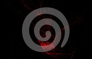 Black red black abstract fractal in modern style on black background. Abstract geometric paper background