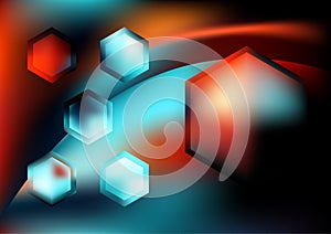 Black Red and Blue Hexagon Shape Background