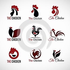 Black red and brown Chicken logo vector set design