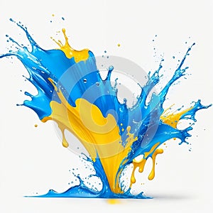 Yellow and blue colour mix slpash , colour smoke bomb