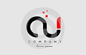black red CU C U alphabet letter logo icon combination. Design for business and company