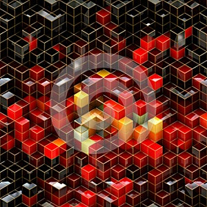 Black and red cubes abstract background