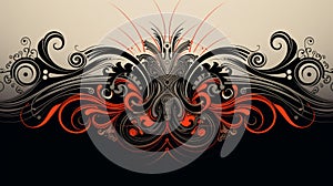 a black and red design with swirls and swirls