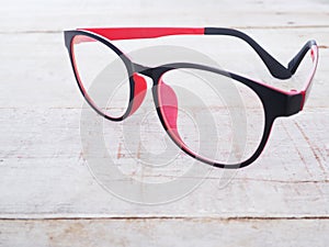 Black and red eye glasses